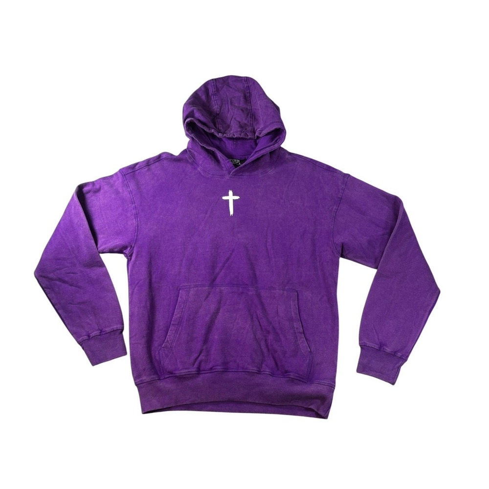 Ringspun Jesus Loves You Purple Hoodie Cross Graphic Streetwear Small